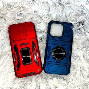 iPhone 15 Pro Case, Shockproof, Wallet, Blue, Red, Case